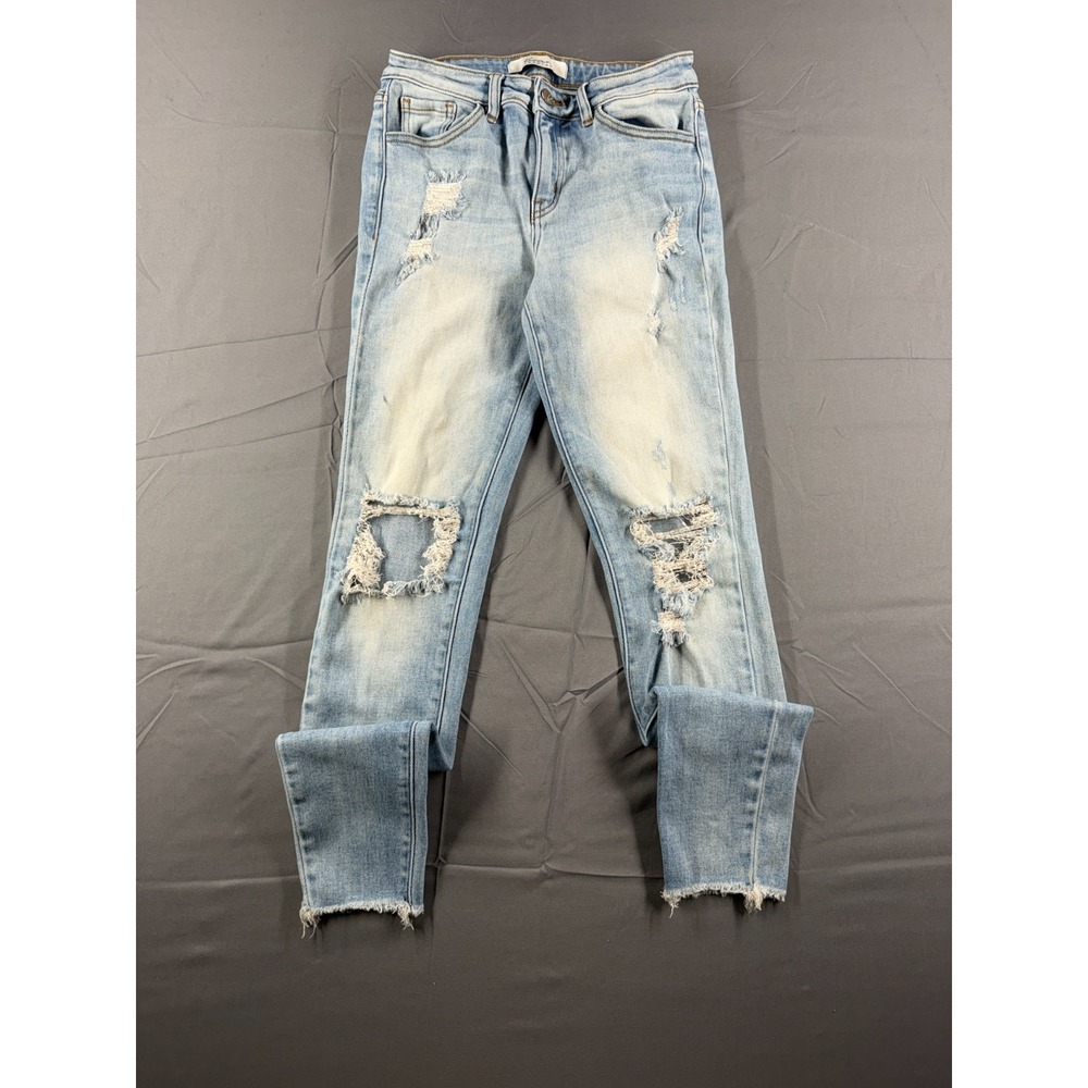 KanCan Signature Womens 27 Skinny Jeans Distressed Light Wash Raw Hem VBK1471S
